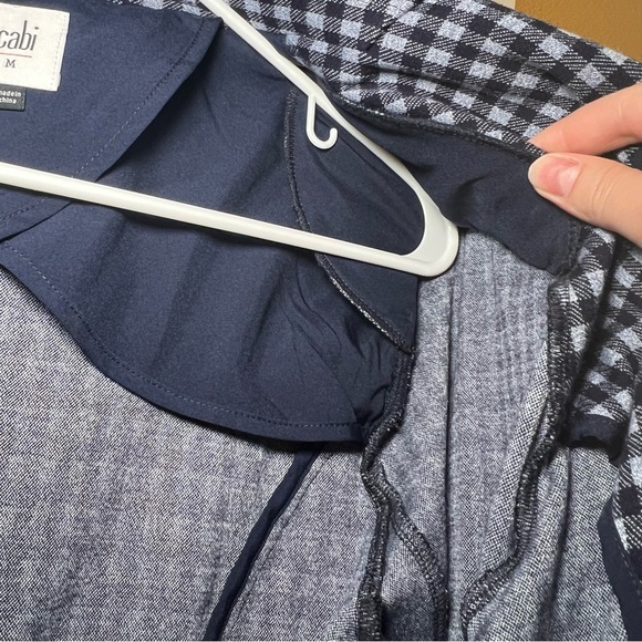 CABI | checkup blazer navy white plaid gold buttons unlined sz MEDIUM - Picture 8 of 13